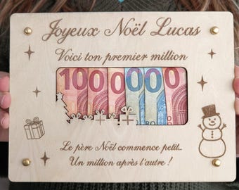 Enveloppe Cadeau Noël Gravée – Boîte à Billets – Humour & Fête – Millier / Million / Milliard – Cadeau Original Noël