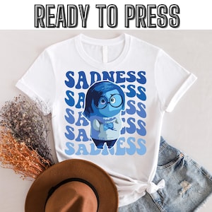 Disney Inside Out 2 Sadness DTF Transfer, Disney Inside Out Characters DTF, Disney Feelings Matching DTF,Mental Health Shirt, Emotions Shirt
