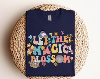 Let The Magic Blossom Disney Epcot DTF, Flower Garden Festival 2025-T-shirt, Winnie de Pooh Disney-reisshirt, Disney Family Vacation-T-shirt