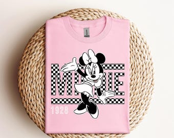 Klaar om te drukken, Vintage Minnie Mouse Dtf, Minnie Checkered Dtf, Vintage Minnie Dtf, Magic Kingdom Dtf, Disney Vacation Dtf, Dtf-overdracht