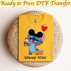 Stitch con globo de Mickey, Disney Mode DTF, Disney Lilo y Stitch, Vacaciones DTF, Trajes para viajar a Disneyland, Disney Mode Vacation DTF imagen 5