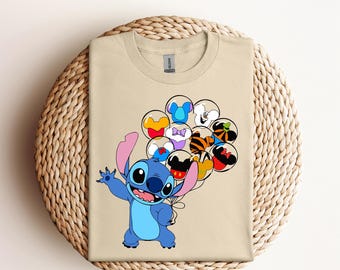 Disney Stitch Balloon Dtf, Stitch Disney Characters Balloon Dtf, Family Vacation Dtf, Balloons, Disney Trip Dtf, Cute Stitch Dtf