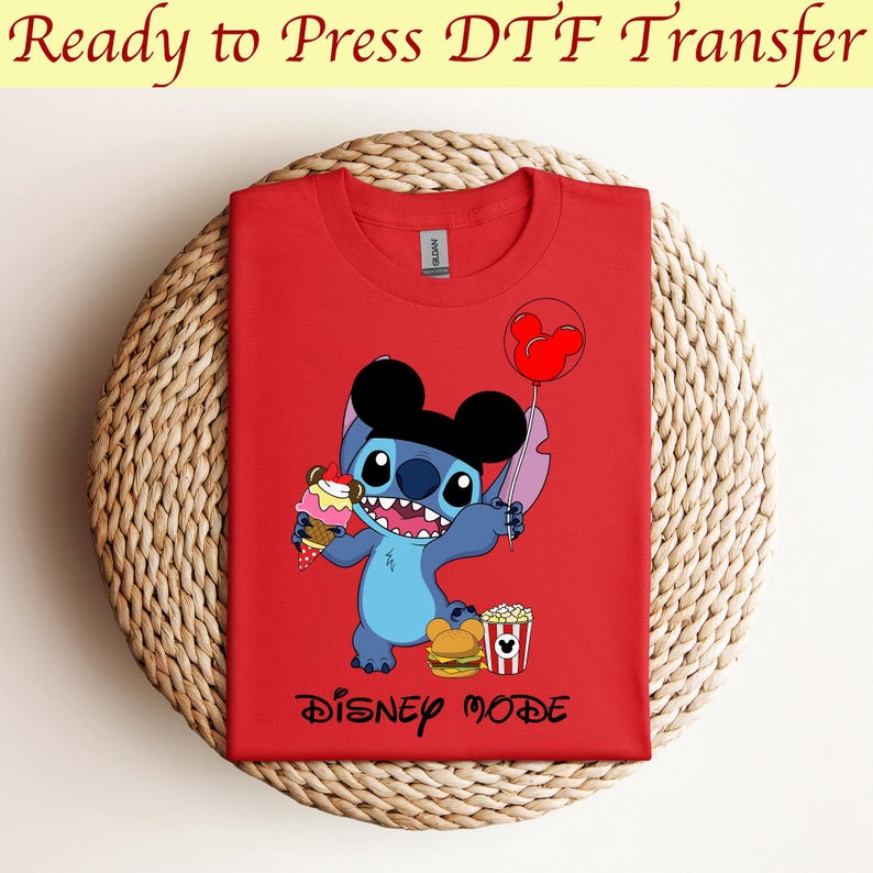 Stitch con globo de Mickey, Disney Mode DTF, Disney Lilo y Stitch, Vacaciones DTF, Trajes para viajar a Disneyland, Disney Mode Vacation DTF imagen 3