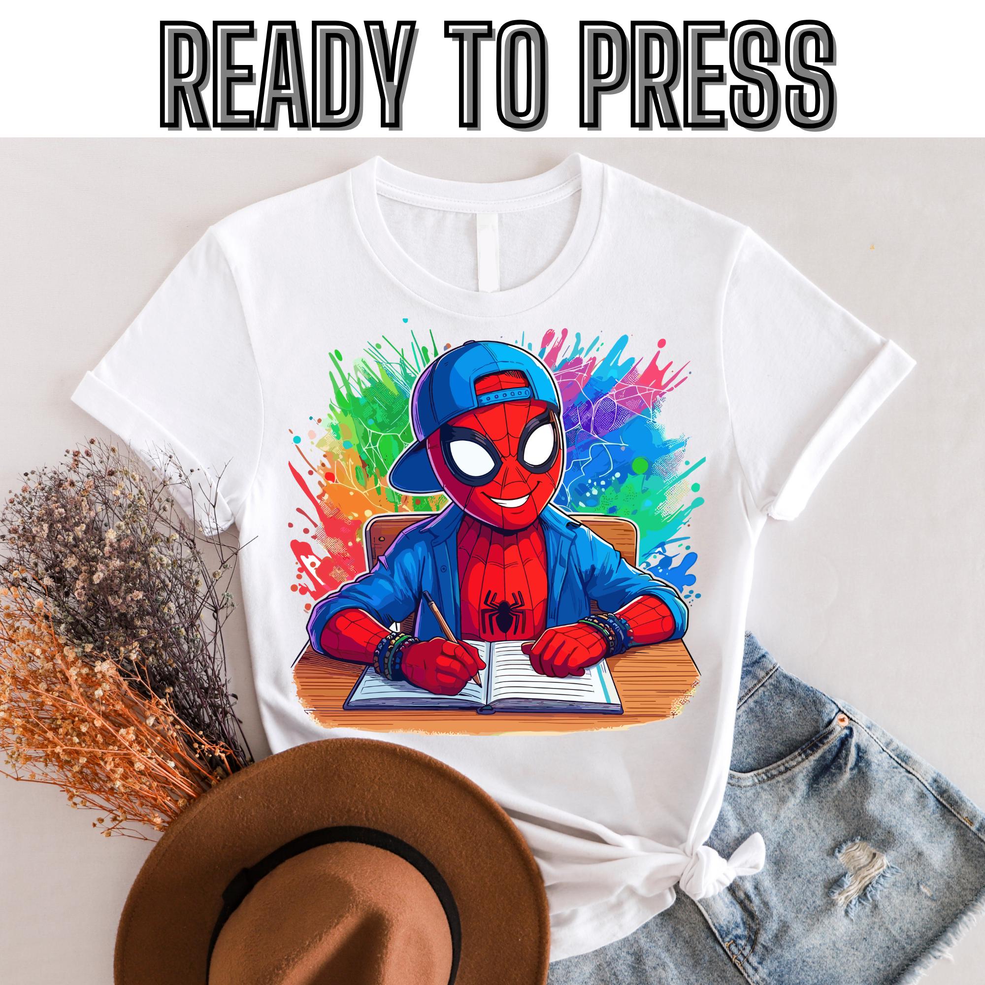 Spiderman Back to school Dtf, Ready To Press Transfers - Shipped Direct To Film,Back to school, School doodles, teacher dtf,gift