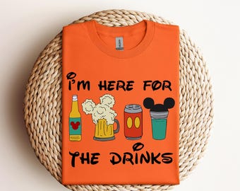 Disney I'm here for the drinks Dtf, Disney Epcot Dtf, Funny Disney Trip Dtf, Disneyworld Vacation Dtf, Disney Beer Dtf,Ready to press