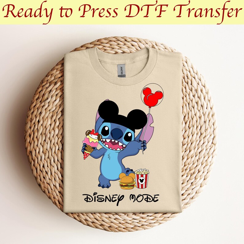 Stitch con globo de Mickey, Disney Mode DTF, Disney Lilo y Stitch, Vacaciones DTF, Trajes para viajar a Disneyland, Disney Mode Vacation DTF imagen 9