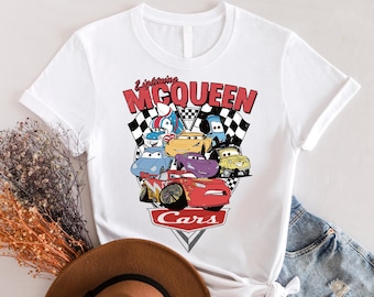 Personajes de Disney Cars DTF, transferencia DTF de Disney Cars, DTF de McQueen y sus amigos, camiseta de acuarela de Rayo McQueen, camiseta de Disney Cars
