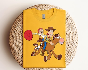 Disney Sheriff Woody Cowboy and Bullseye Dtf, Retro Toy Story Disneyland WDW Matching Family Dtf, Magic Kingdom, Animal Kingdom Outfits