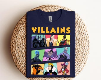 Złoczyńcy Disneya Złe dziewczyny Złe chłopaki Panel retro Dtf, Maleficent, Cruella, Ursula, Zła królowa, Hades, Disneyland Family Matching Dtf