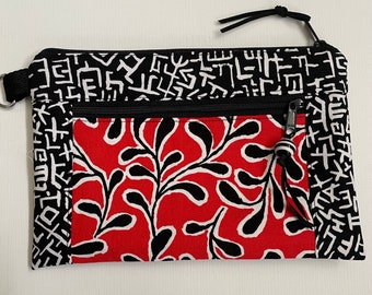 Zipper pouch with two pockets | small purse | double zipper bag | fabric bag | bags | handmade gifts | modern zipper bag | Devon pouch