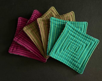 Designer quilted reversible coaster set of 6