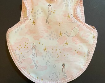 Handmade mermaid and narwhal bib in pink