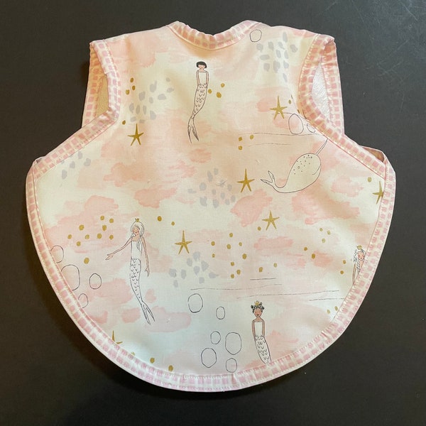 Handmade mermaid and narwhal bib in pink