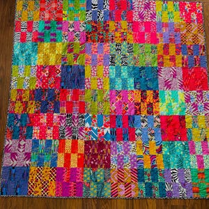 Colorful patchwork quilt colorful Kaffe Fassett fabric | batik fabrics | wedding gift