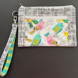 Reißverschlußtäschchen mit zwei Einsteckfächern und abnehmbarer Handschlaufe | kleine Geldbörse | Doppelreißverschluss-Tasche | Stoffbeutel| Geldbeutel | Taschen | handgemachte Geschenke