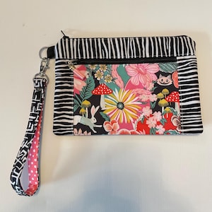 Reißverschlußtäschchen mit zwei Einsteckfächern und abnehmbarer Handschlaufe | kleine Geldbörse | Doppelreißverschluss-Tasche | Stoffbeutel| Geldbeutel | Taschen | handgemachte Geschenke