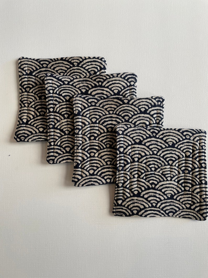 Handmade quilted Japanese fabric coasters set of 4 bild 7