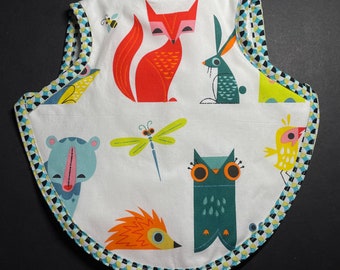 Animal baby bib waterproof tie bib reversible terry cloth