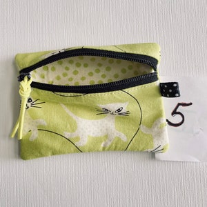 Coin purse zipper coin purse handmade zipper purse handmade gift ready to ship gift zipper pouch unique handmade gifts 5-green cat