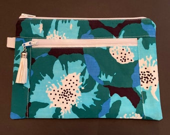 Zipper pouch with two pockets | small purse | double zipper bag | fabric bag | bags | handmade gifts | modern zipper bag | Devon pouch