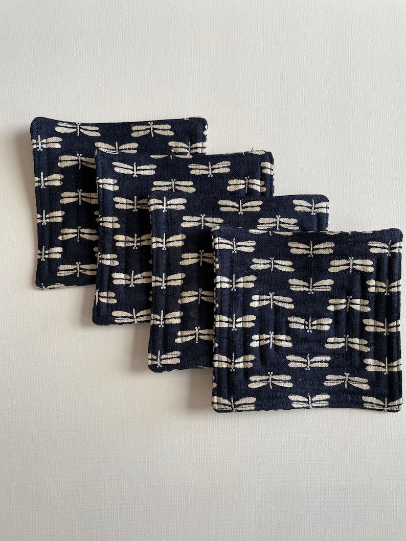 Handmade quilted Japanese fabric coasters set of 4 bild 6