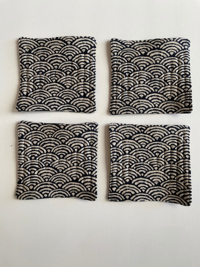 Handmade quilted Japanese fabric coasters set of 4 bild 9