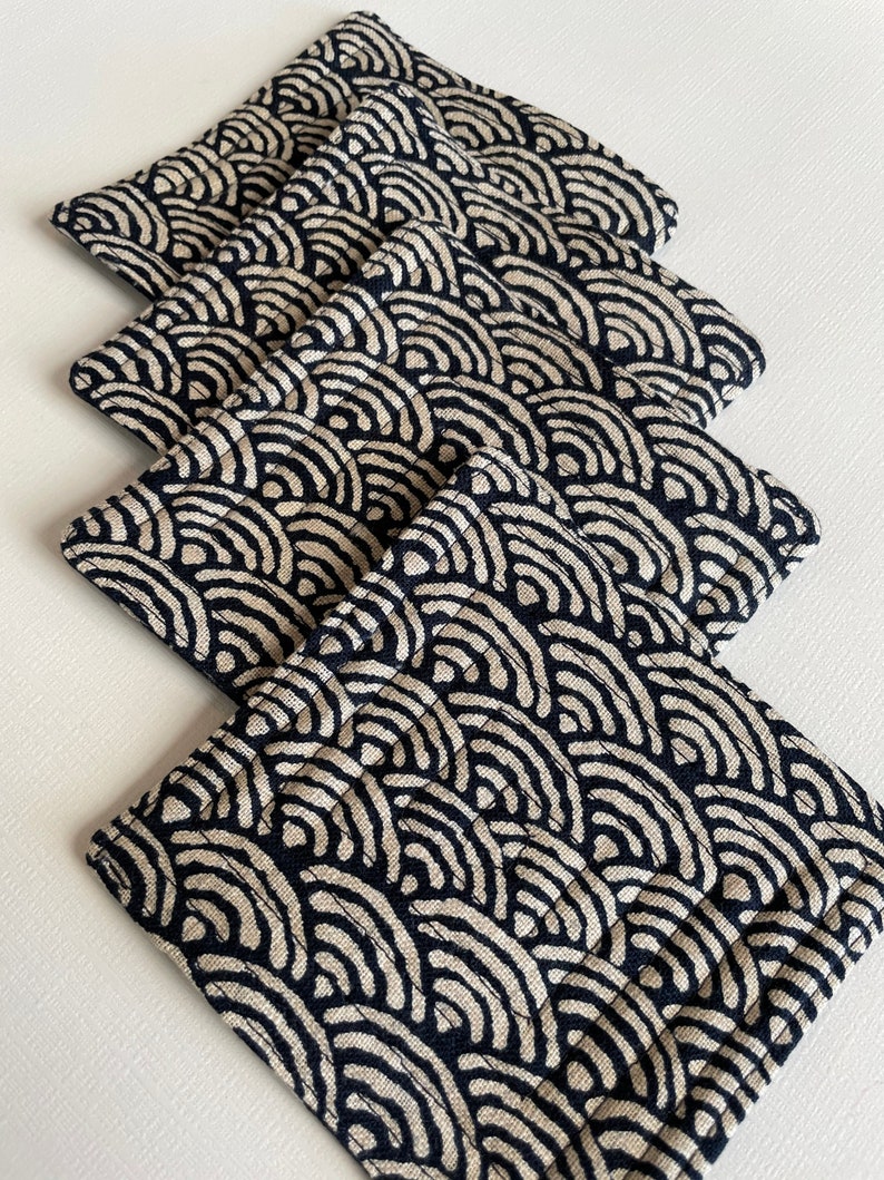 Handmade quilted Japanese fabric coasters set of 4 bild 4