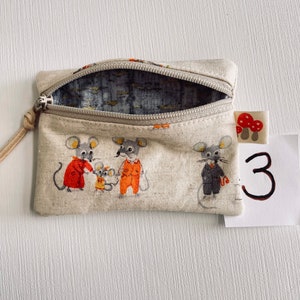 Coin purse zipper coin purse handmade zipper purse handmade gift ready to ship gift zipper pouch unique handmade gifts 3-mice