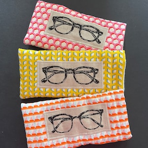 Handmade quilted eyeglass case 3 designs| sunglasses case | unique sunglasses case| glasses case fabric | stocking stuffer | gift exchange