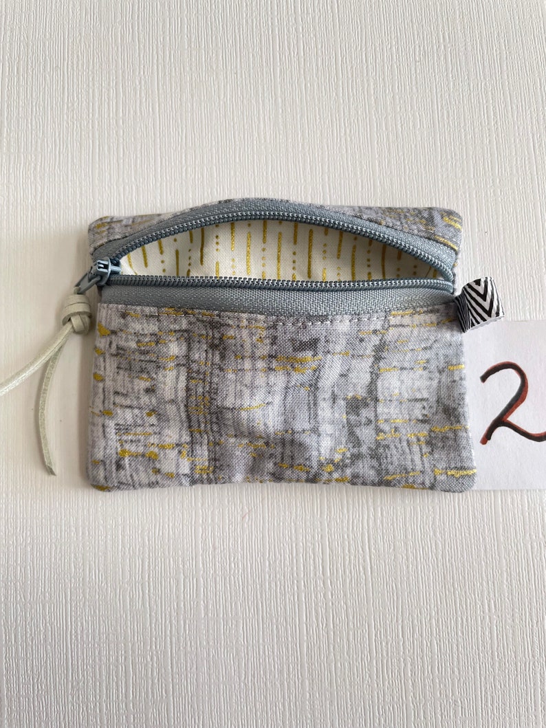 Coin purse zipper coin purse handmade zipper purse handmade gift ready to ship gift zipper pouch unique handmade gifts 2-gray cork