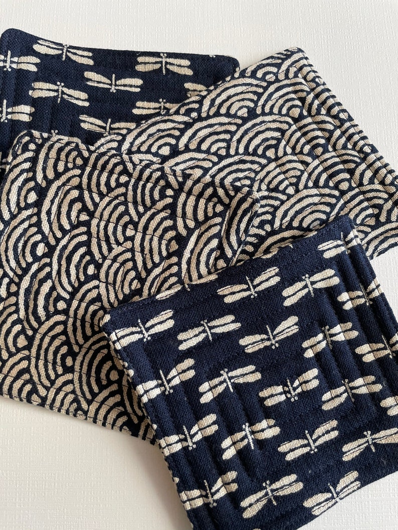 Handmade quilted Japanese fabric coasters set of 4 bild 3