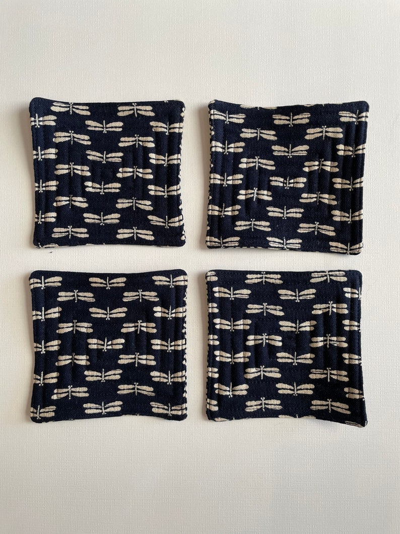 Handmade quilted Japanese fabric coasters set of 4 bild 2