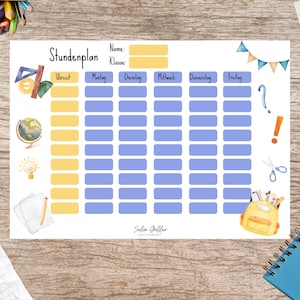 PDF timetable for download | School timetable printout | Timetable digital download