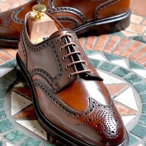 Handmade Men Shaded Brown Leather Brogue Lace Up Dress Shoe, Party, Wedding Shoe
