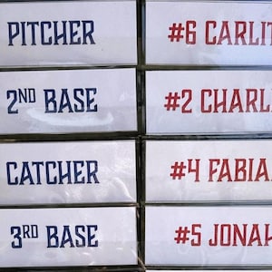 REFILL ONLY* Custom Baseball/Softball/T-ball Batting Lineup & Fielding Positions Dugout Chart