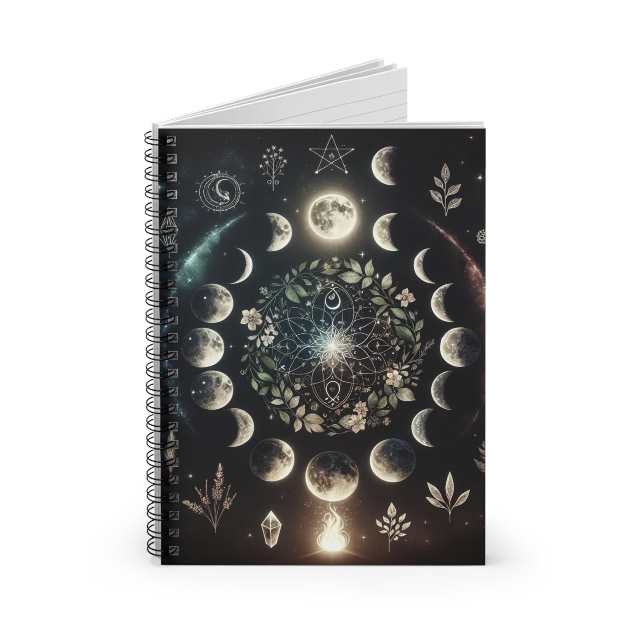Celestial Moon Phases Elements Spiral Notebook Ruled Line - Etsy