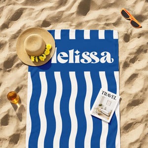 Personalized Retro Wave Beach Towel: Custom Name, Vibrant Colors