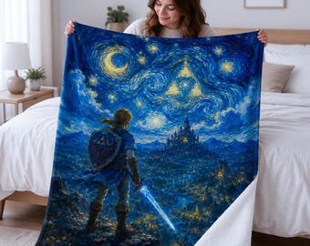 Van Gogh Fantasy Video Game Starry Night Sky Blanket: Minky or Sherpa Throw