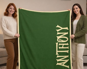 Personalized Name Blanket | Minky or Sherpa Throw, Custom Colors