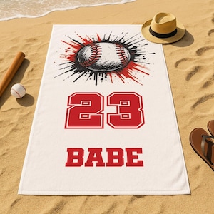 Personalized Baseball Towel: Custom Name & Number, Sports Fan Gift