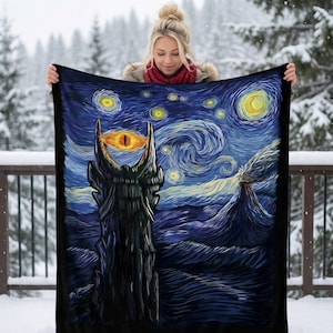 Eye of Tower Blanket: Starry Night Style, Geeky Fantasy Throw