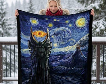 Eye of Tower Blanket: Starry Night Style, Geeky Fantasy Throw
