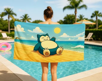Snorlax Beach Towel – Pokémon Inspired Cartoon Design