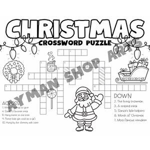 Printable Christmas Crossword Puzzle for Kids - Etsy
