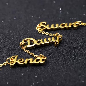 Collar con nombre personalizado / Cadena con colgante de letra / Acero inoxidable 304 / Acabado dorado o plateado / Hasta 6 nombres / Regalo personalizado para ella