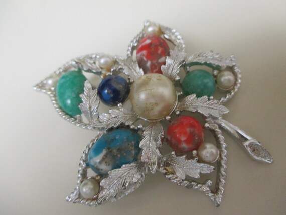 Vintage costume jewelry  /  brooch 2 1/4 " by 2 1… - image 2