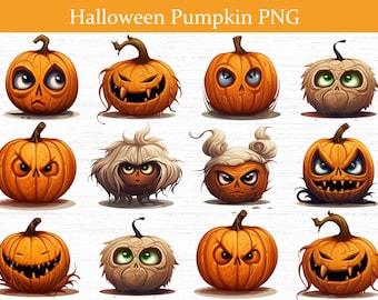Pakiet akwarelowych dyni na Halloween (PNG)