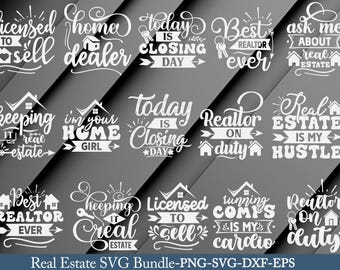 Grundbesitz SVG Bundle: Realtor Zitate, Home Designs (Cricut Cut Datei)