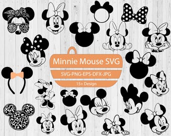 Pacchetto SVG di Minnie Mouse, Cricut Silhouette (svg, png, eps, jpg, dfx)