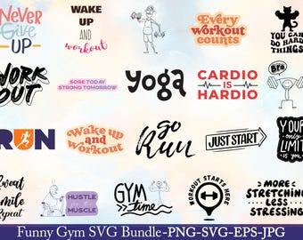 Funny Gym Shirt Design SVG Bundle: Workout Motivation Graphics